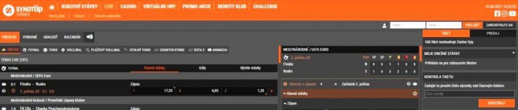 Synot in-play stávky SK