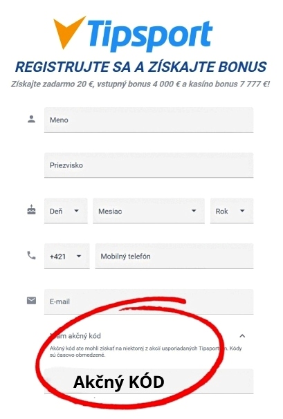 tipsport akčný kód