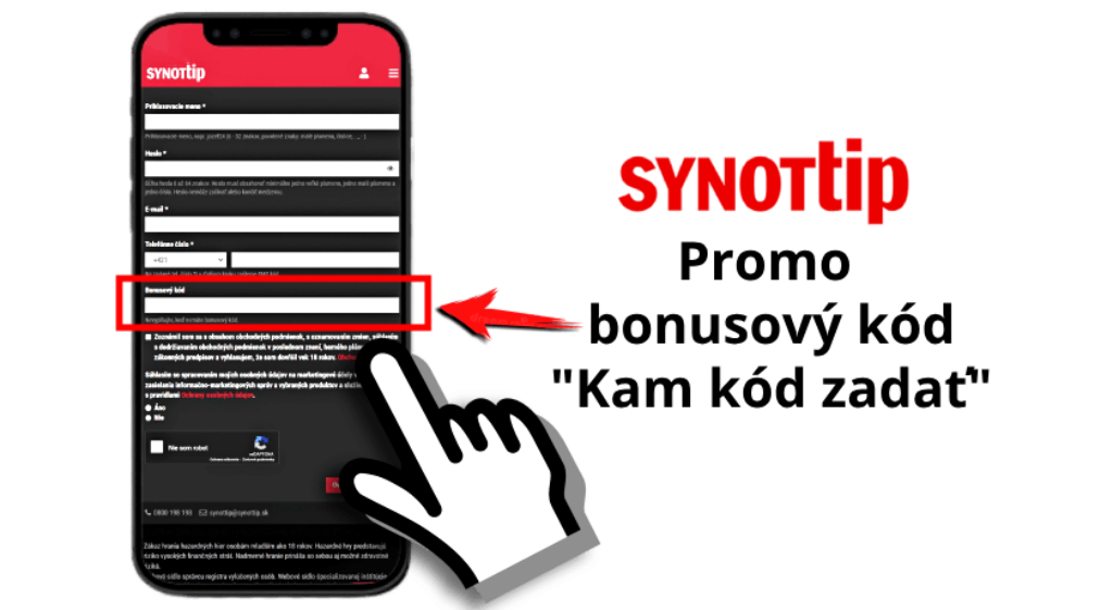 Kde zadať promo kód Synottip počas registrácie na mobile