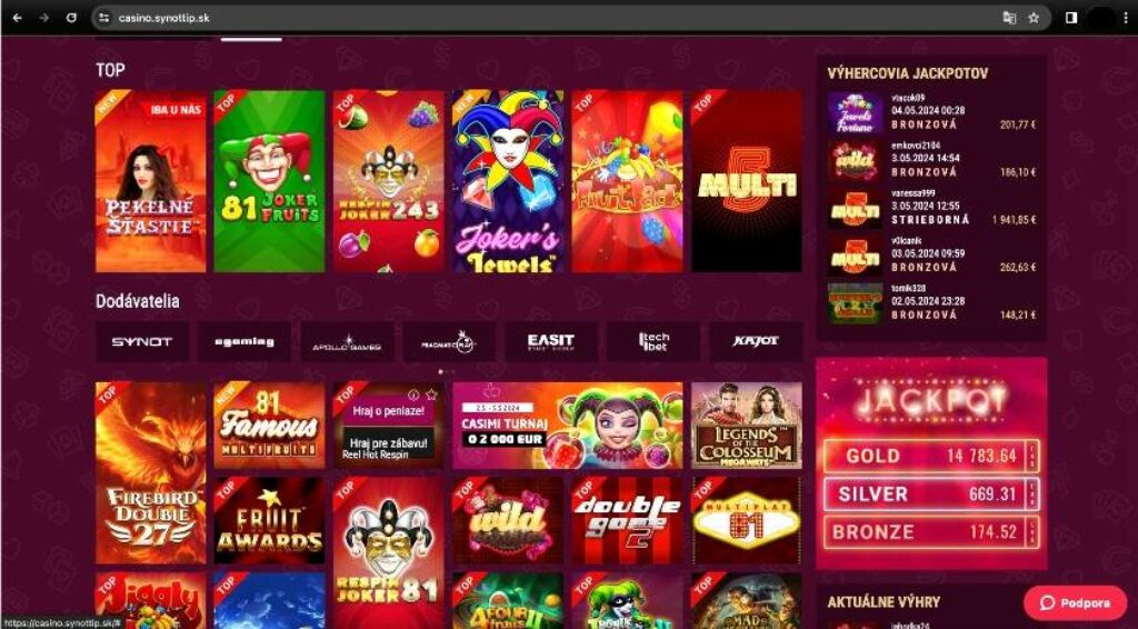 Synottip casino automaty lobby online