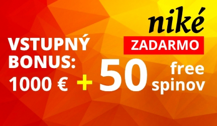 NIKÉ CASINO: 1000€ + 50 Spinov ZADARMO!